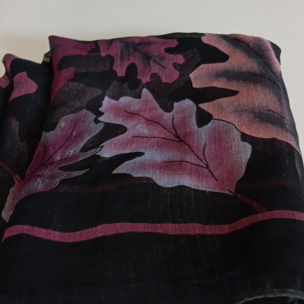 Sheer Gray Leaf Scarf